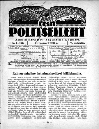 Eesti Politseileht ; 5 1925