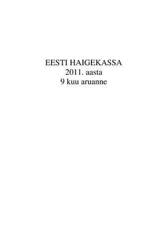 Eesti Haigekassa 2011. aasta 9 kuu aruanne