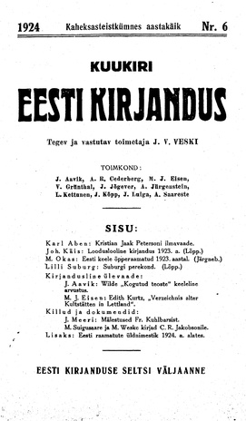 Eesti Kirjandus ; 6 1924