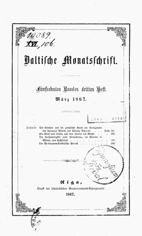 Baltische Monatsschrift ; 3 1867-03