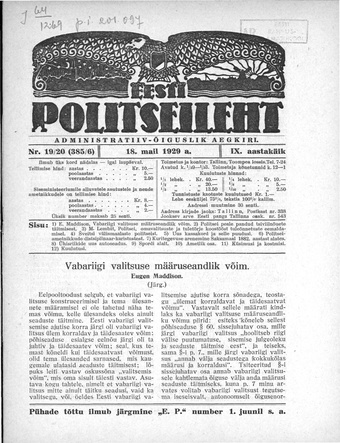 Eesti Politseileht ; 19-20 1929