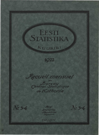 Eesti Statistika : kuukiri ; 3-4 1922
