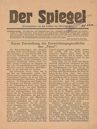 Schülerzeitung : Der Spiegel ; 1936