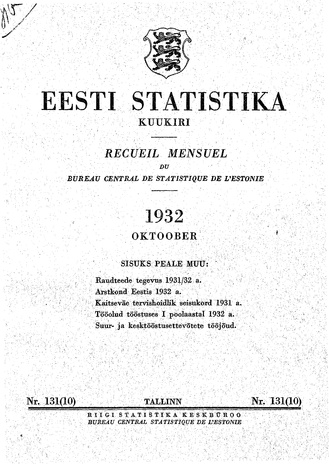 Eesti Statistika : kuukiri ; 131 (10) 1932-10