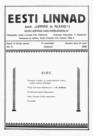 Linnad ja Alevid ; 8 1939-01