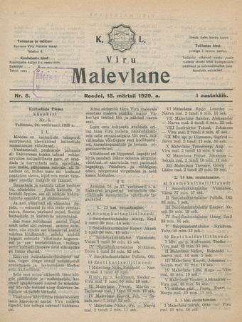 K. L. Viru Malevlane ; 8 1929-03-15