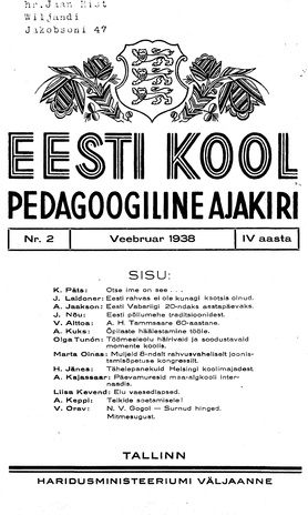 Eesti Kool ; 2 1938-02