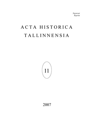 Acta historica Tallinnensia ; 11