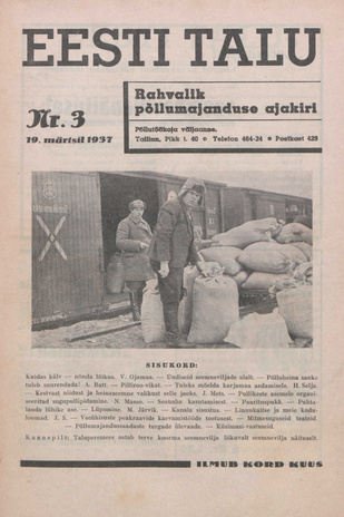 Eesti Talu : rahvalik põllumajanduse ajakiri ; 3 1937-03-19