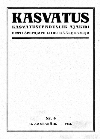 Kasvatus ; 6 1933