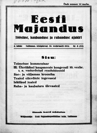 Eesti Majandus ; 8 1924-02-26