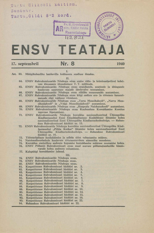 Eesti NSV Teataja ; 8 1940-09-17