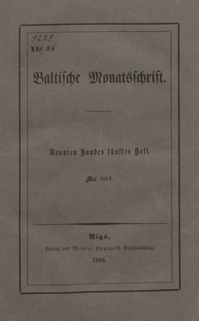Baltische Monatsschrift ; 5 1864-05