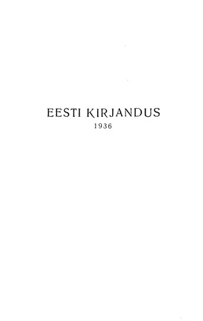 Eesti Kirjandus ; sisukord 1936