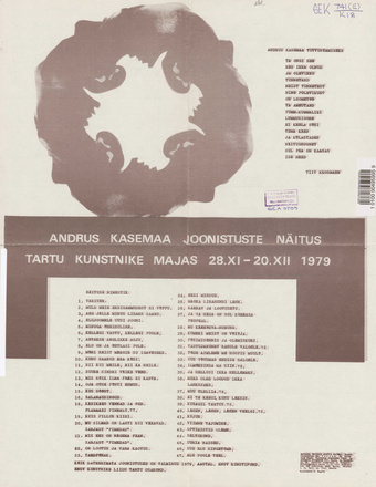 Andrus Kasemaa joonistuste näitus : kataloog : 28. XI-20. XII 1979 