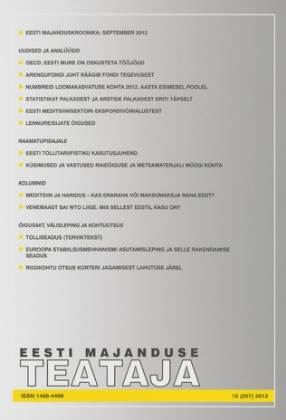 Eesti Majanduse Teataja : majandusajakiri aastast 1991 ; 10 (257) 2012