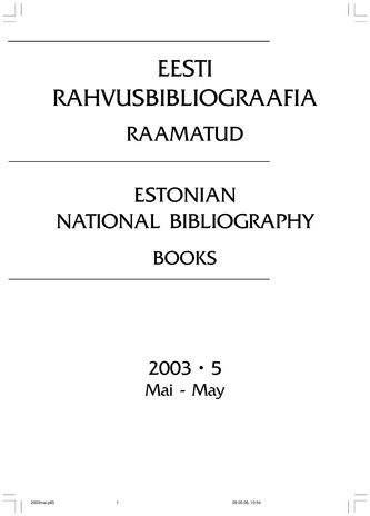 Eesti Rahvusbibliograafia. Raamatud ; 5 2003-05