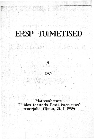 ERSP toimetised ; 4 1989