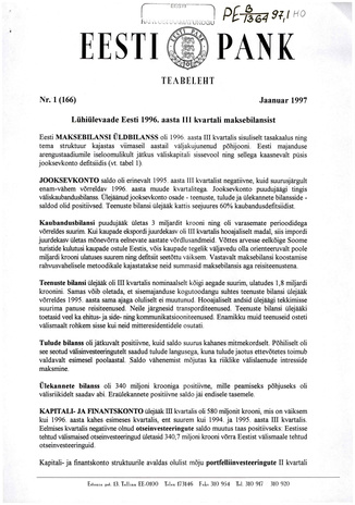 Eesti Pank : teabeleht ; 1 (166) 1997-01