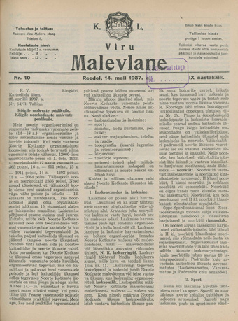 K. L. Viru Malevlane ; 10 1937-05-14