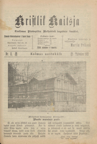 Kristlik Kaitsja : Eesti metodistide häälekandja ; 11 1922-11