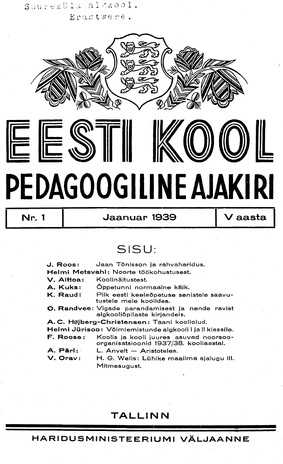 Eesti Kool ; 1 1939-01