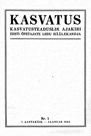 Kasvatus ; 1 1925-01