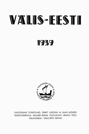 Välis-Eesti Almanak ; sisukord 1939