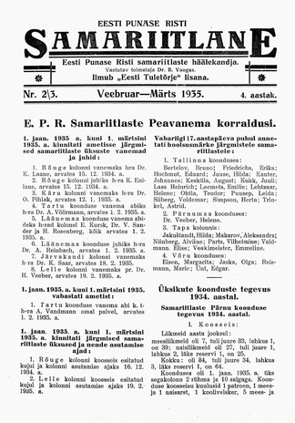 Eesti Punase Risti Samariitlane ; 2/3 1935-02/03