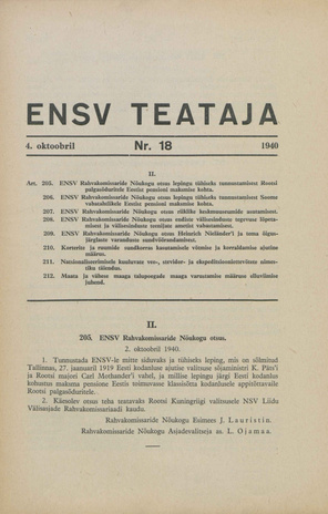 Eesti NSV Teataja ; 18 1940-10-04