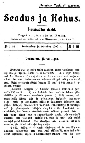 Seadus ja Kohus ; 9-10 1909-09/10