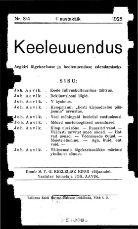 Keeleuuendus ; 3-4 1925