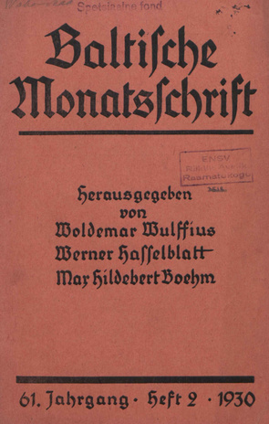Baltische Monatsschrift ; 2 1930