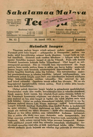 Sakalamaa Maleva Teataja ; 12 1931-06-20