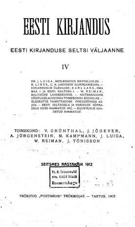 Eesti Kirjandus ; 4 1912