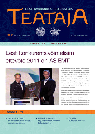 Eesti Kaubandus-Tööstuskoja Teataja ; 16 2011-09-21