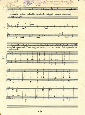 [Harmoonia kontrolltööd nr. 13-16] harmoonia 4. semester, üldrühm