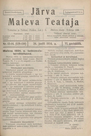 Järva Maleva Teataja ; 13-14 (129-130) 1934-07-26