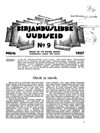 Kirjanduslikke uudiseid ; 9 1927