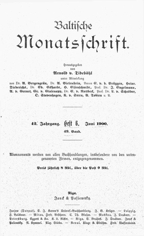 Baltische Monatsschrift ; 6 1900-06