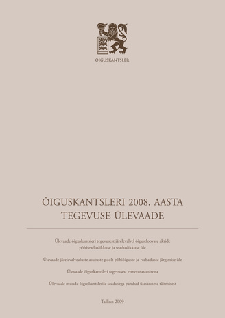 Õiguskantsleri 2008 aasta tegevuse ülevaade