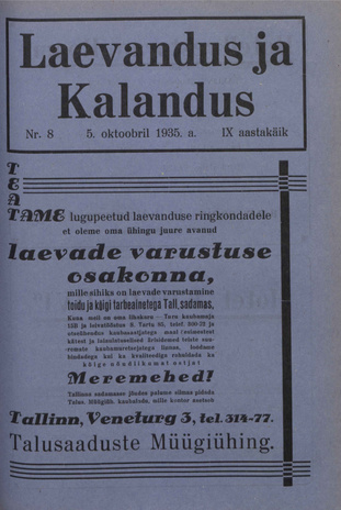 Laevandus ja Kalandus ; 8 1935-10-05