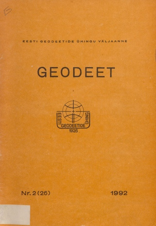 Geodeet : Eesti Geodeetide Ühingu väljaanne ; 2 (26) 1992
