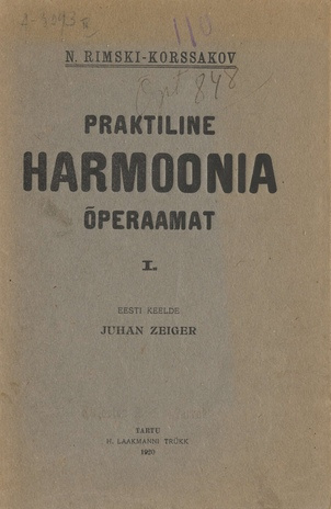 Praktiline harmoonia õperaamat. I, Harmoonia