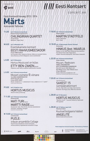 Märts : kontserdid Tallinnas 