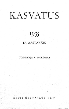 Kasvatus ; sisukord 1935