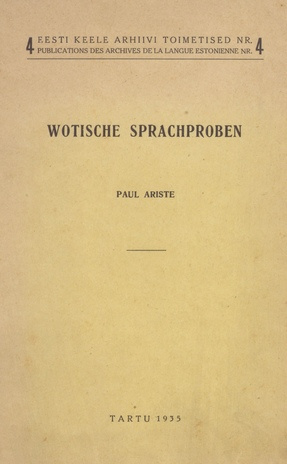 Wotische Sprachproben (Eesti Keele Arhiivi toimetised ; nr. 4)