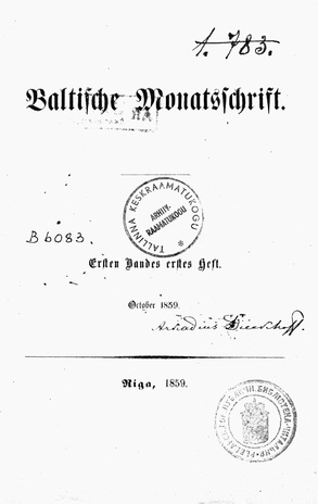 Baltische Monatsschrift ; 1 1859-10