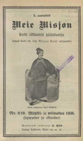 Meie Misjon : Eesti läkitustöö häälekandja ; 9-10 1936-09