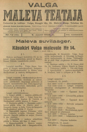 Valga Maleva Teataja ; 13 (162) 1936-06-06